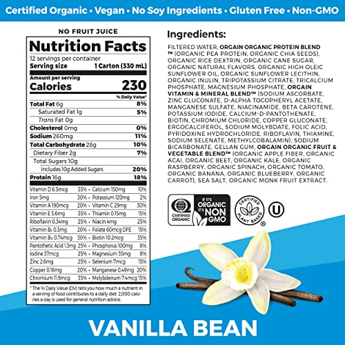 Vegan Protein Shake, Smooth Chocolate, 16g Plant Based, 11 Fl Oz (Pack of 12) W57554