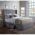 Grey Linen Wingback Storage Bed Q817