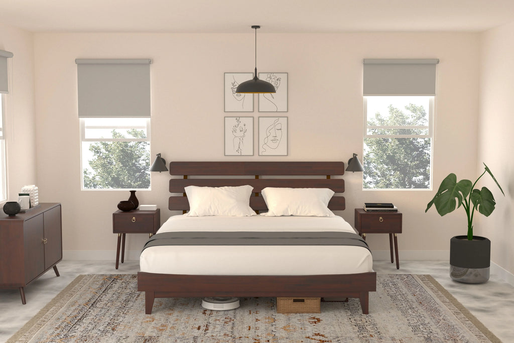 Queen Adjustable Headboard Solid Wood Bed Frame C264597