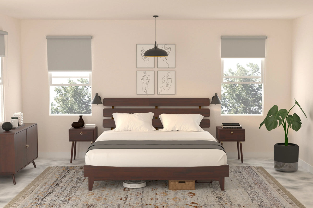 Queen Adjustable Headboard Solid Wood Bed Frame C264597