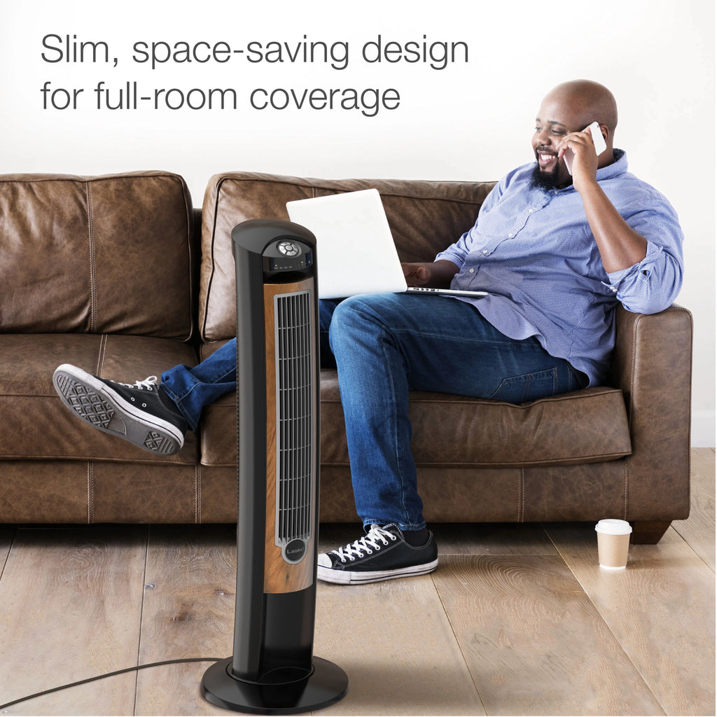 Black Brown Tower Fan with Remote Control V577