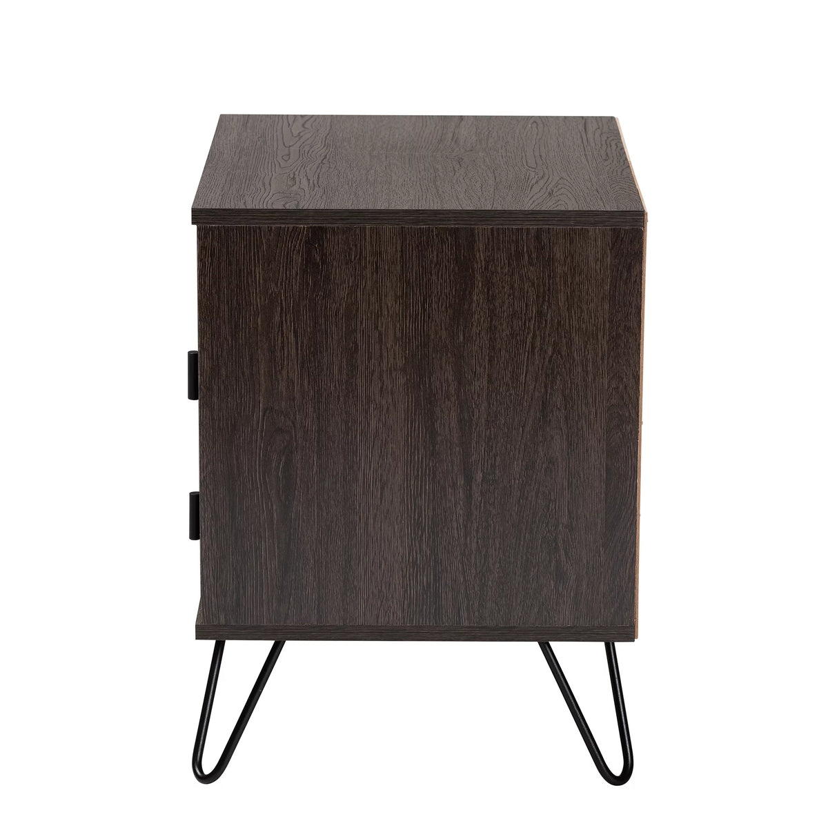 Dark Brown Wood and Black Metal 2-Drawer Nightstand V88788