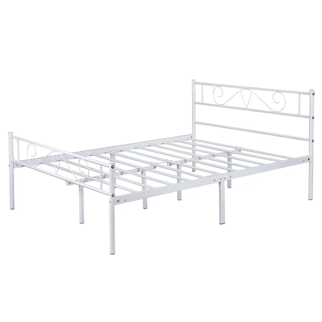 Full Size Silver Steel Platform Bed Frame with Headboard and Footboard Y147