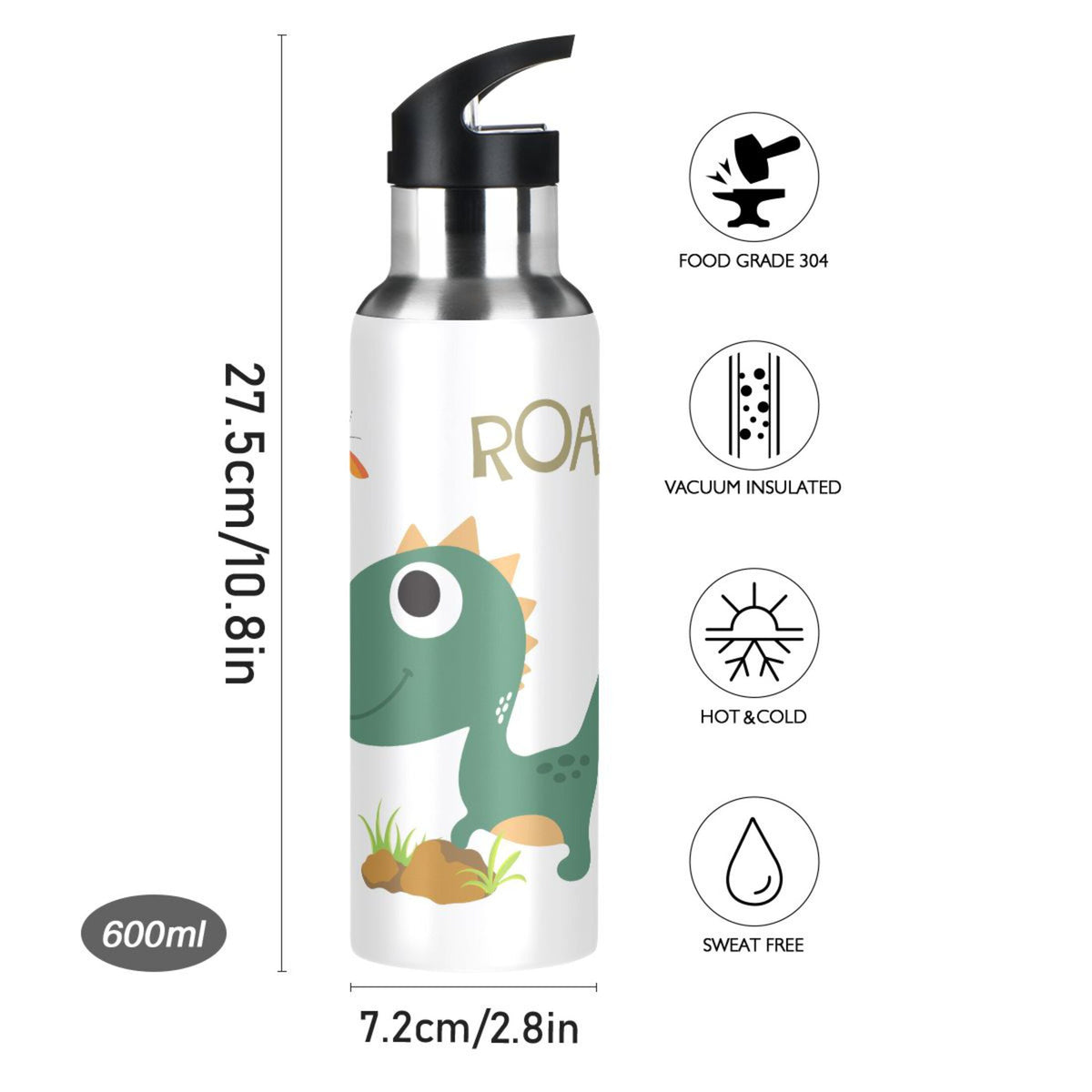Stainless Steel Insulated Water Bottle with Straw Lid D785716