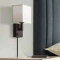 Black Plug-In Wall Light with USB Port and Outlet S51120