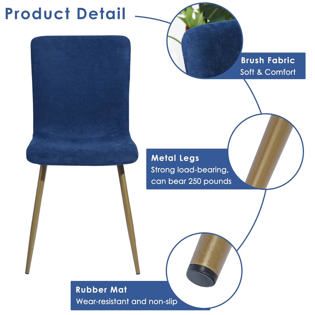 Blue Fabric Dining Chairs Set of 4 D98484