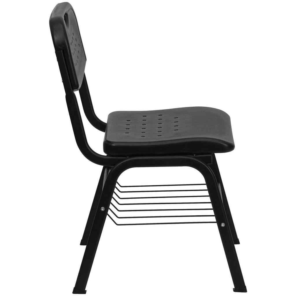 Black Frame Plastic Chair with Book Basket M386