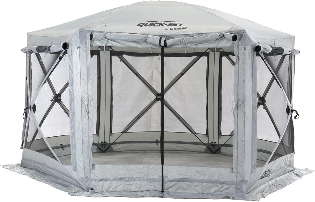 Gray 6-Sided Portable Pop-Up Camping Screen Tent with Carry Bag X447558