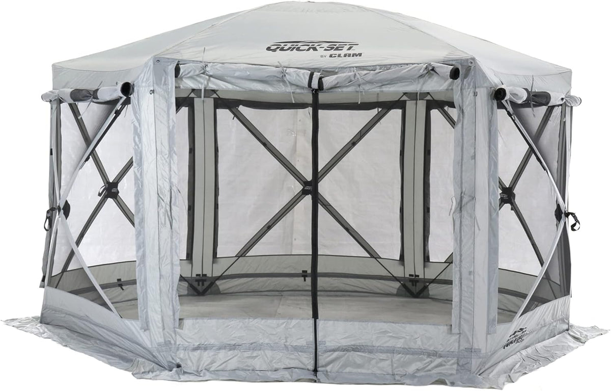 Gray 6-Sided Portable Pop-Up Camping Screen Tent with Carry Bag X447558