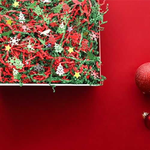 1LB Christmas Crinkle Cut Paper Basket Filler N4421