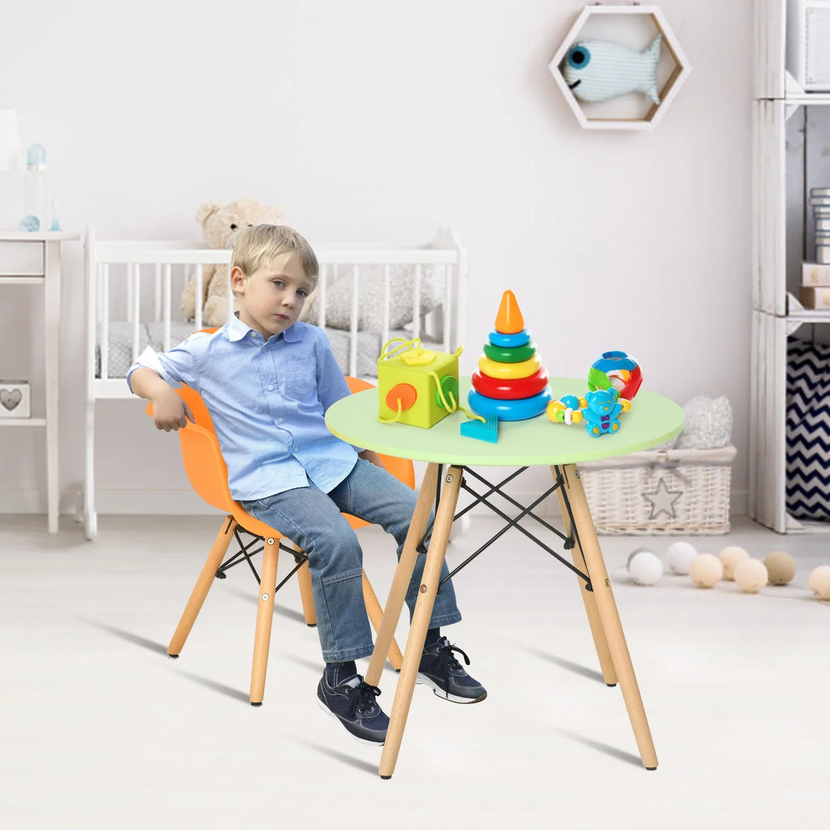 5-Piece Kids Dining Table & Chair Set with 4 Chairs U3821