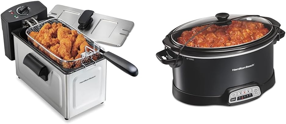 Electric Deep Fryer with Frying Basket, 7 Quart Programmable Slow Cooker Y141834