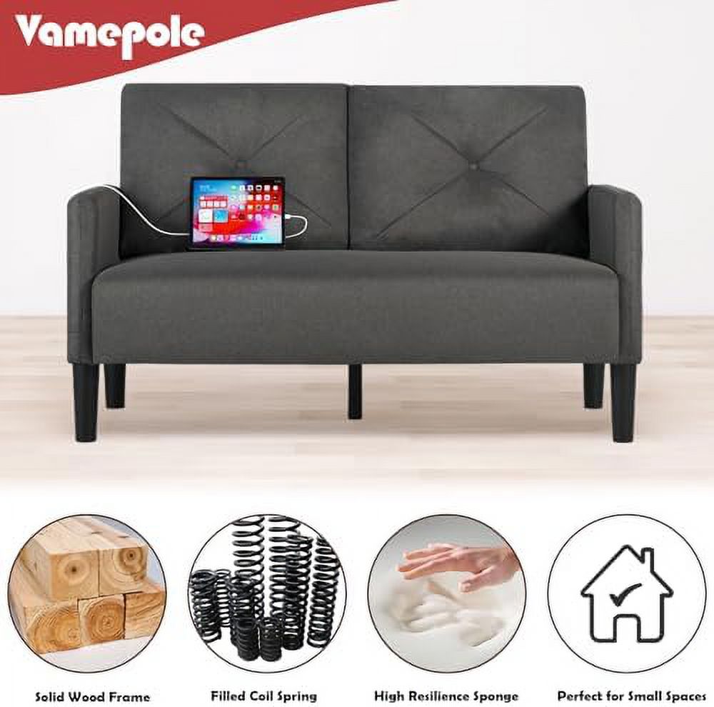 Lig Tufted 2 Seater Sofa Couch with Charger Port & Pocket M1797