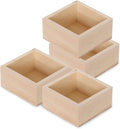 4 Pieces Small Wood Square Storage Box (4'' x 4'') W414