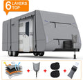 Heavy Duty 6 Layers Travel Trailer RV Cover Anti-UV Camper Cover for 24'1" - 26' Motorhome Breathable Rip-Stop with 2Pcs Extra Straps & Gutter Spout Covers H5734