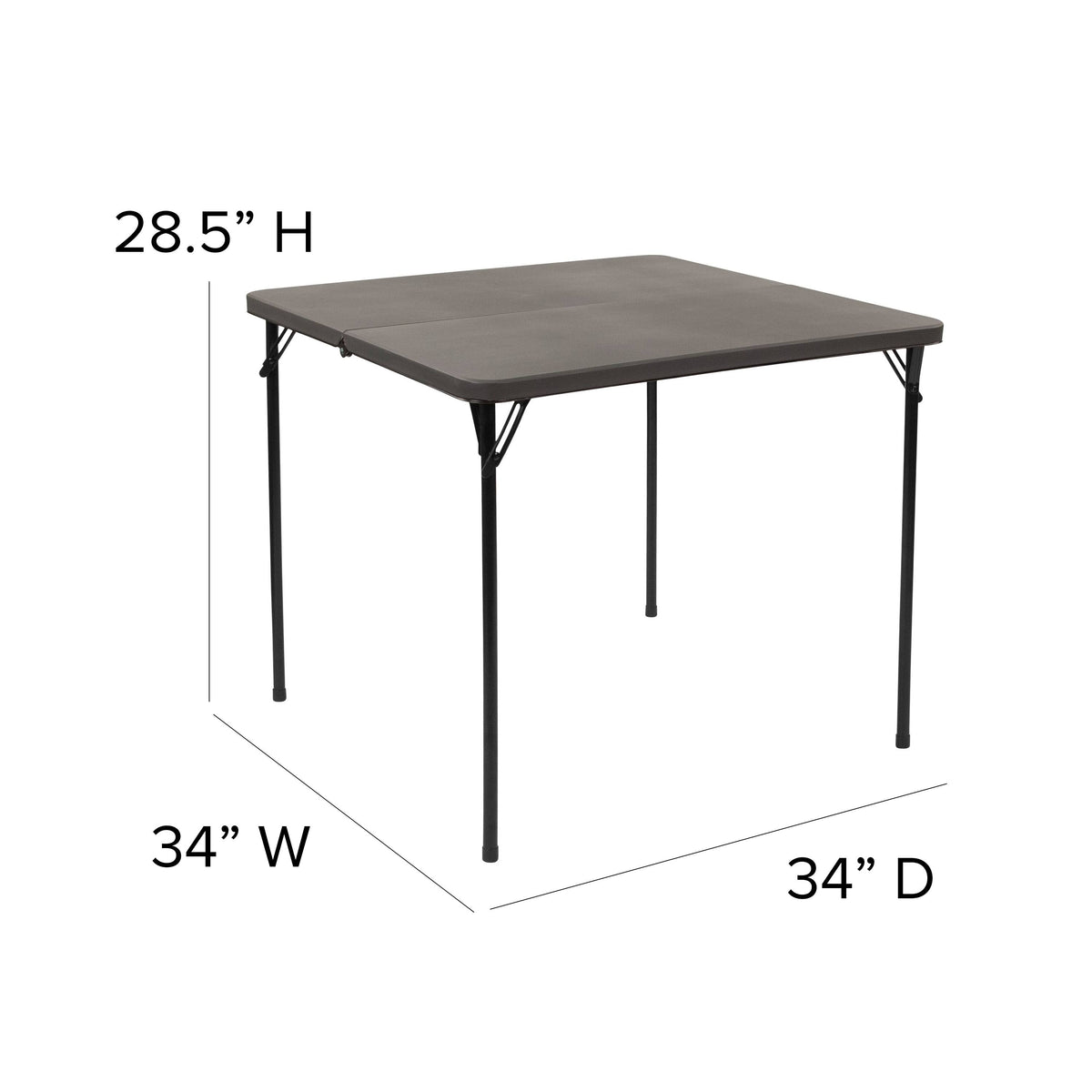 Dark Gray Plastic Folding Table with Carrying Handle R4462
