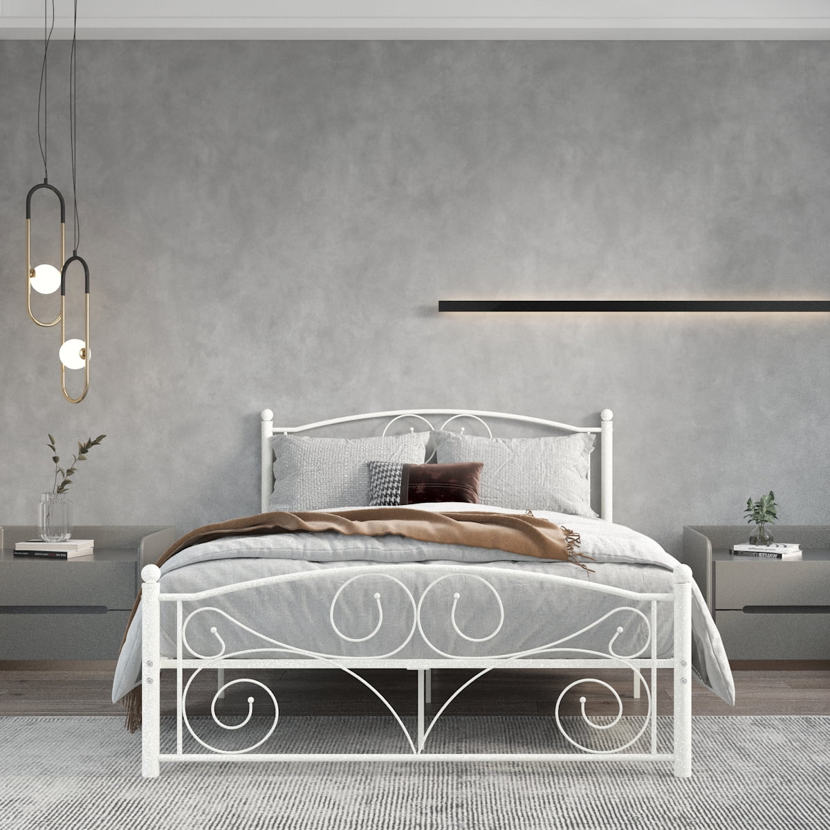Full Size Metal Bed Frame with Headboard and Footboard S915820