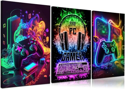 3Pcs Watercolor Video Game Canvas Painting Prints 12x16in Unframed O28577