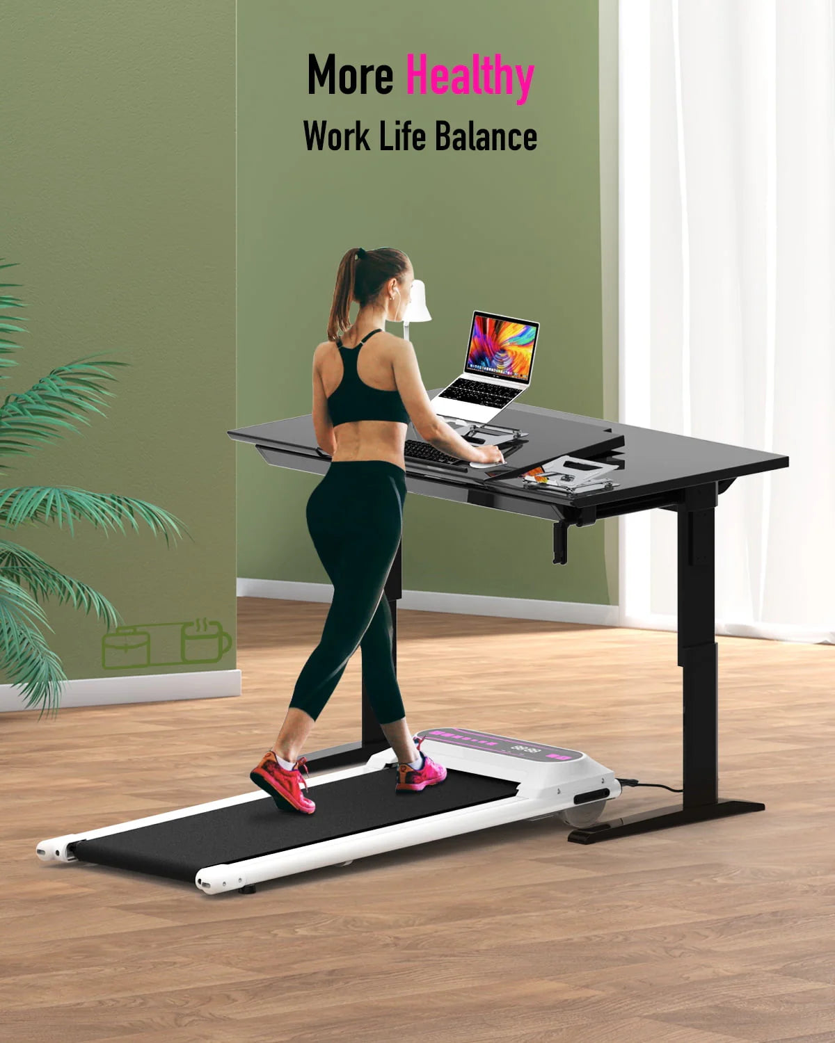 Pink 2.25HP Portable Walking Pad Treadmill S749522