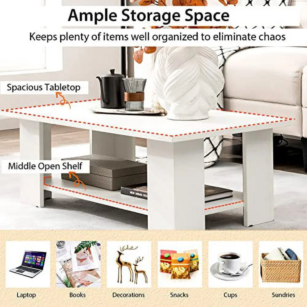 White Coffee Table with Storage P2874