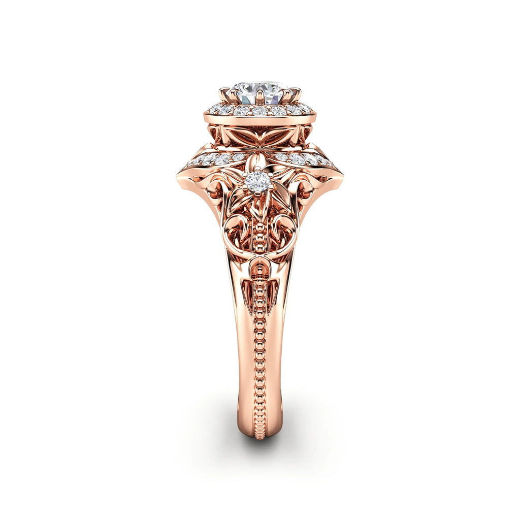 Vintage Inspired Diamond Rose Gold Engagement Ring J12685