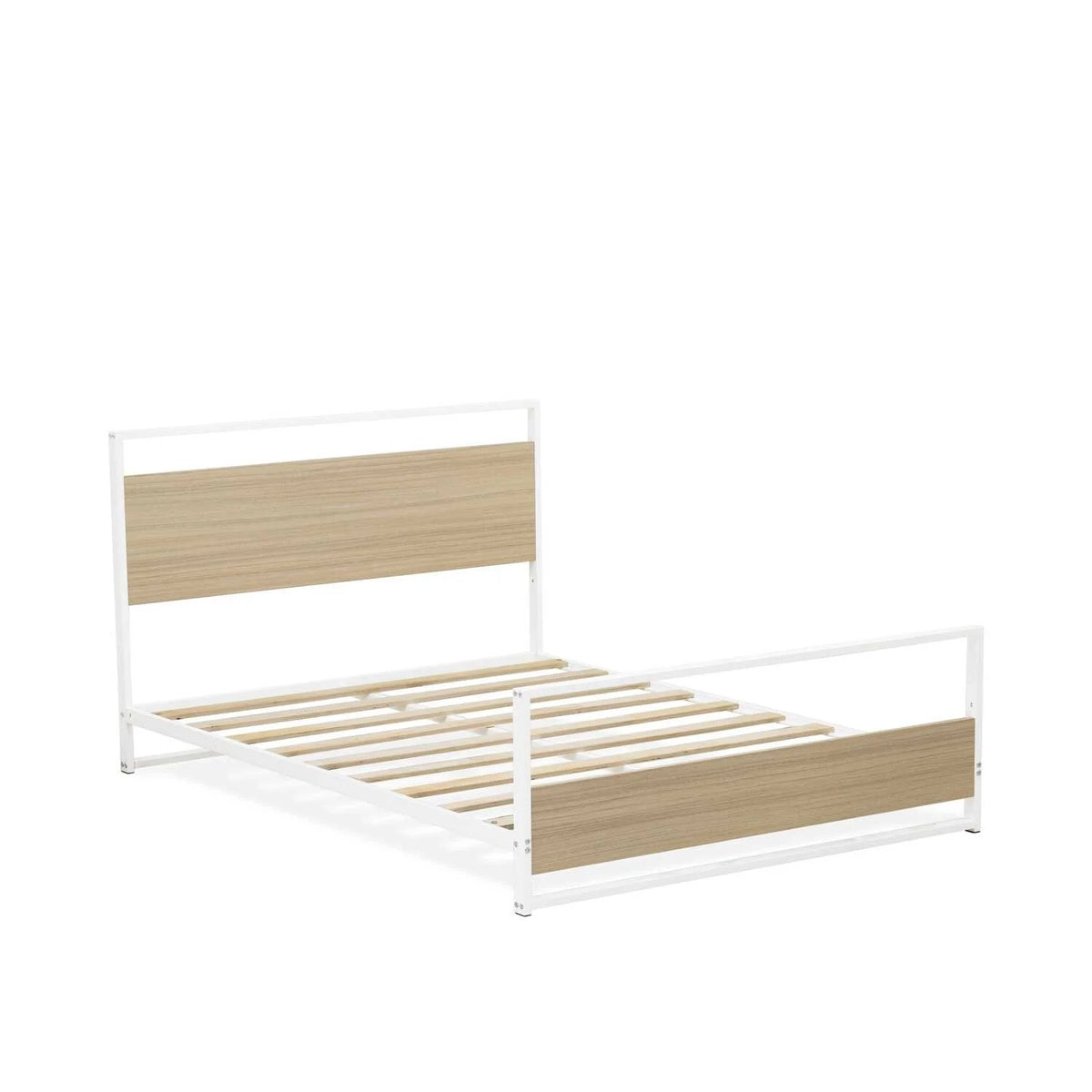 White Wooden and Metal Full Bed Frame Y768525