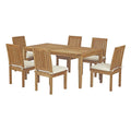 White Wood Outdoor Dining Chair and Table Set M35318