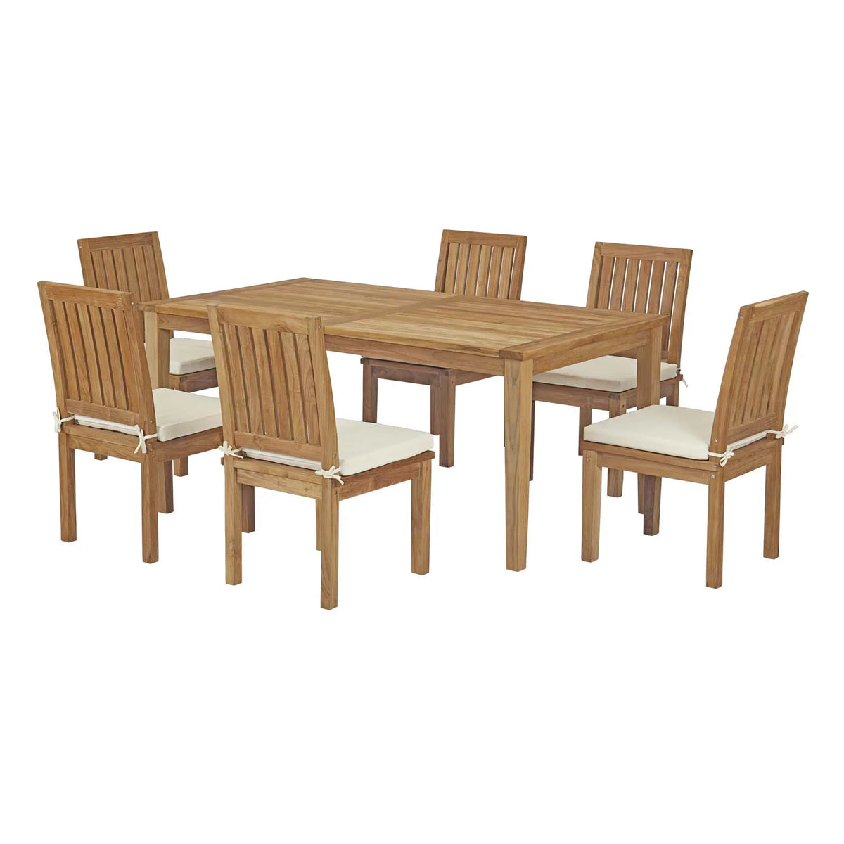 White Wood Outdoor Dining Chair and Table Set M35318