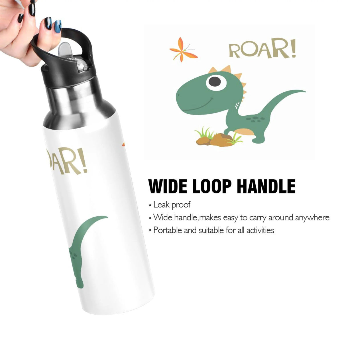 Stainless Steel Insulated Water Bottle with Straw Lid D785716