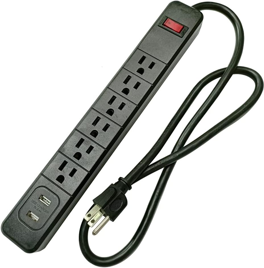 Metal Power Strip Surge Protector Red, 4ft, 8 Grounded Outlets, 500 Joules, Pack of 2 J6834