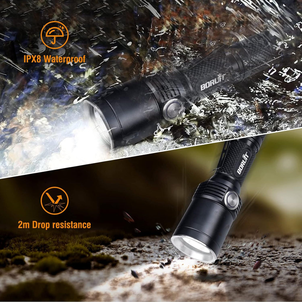 Rechargeable 1200 Lumens 11 Mode IPX8 Waterproof LED Tactical Flashlight Q231366