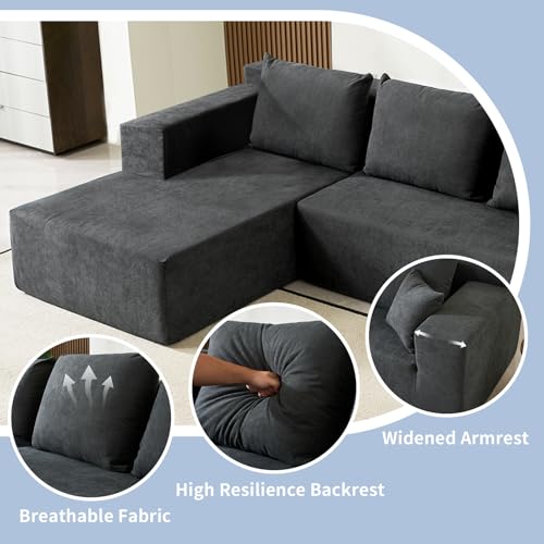 60" Memory Foam Fold Sofa Bed with 2 Pillows Dark Gray Z117600