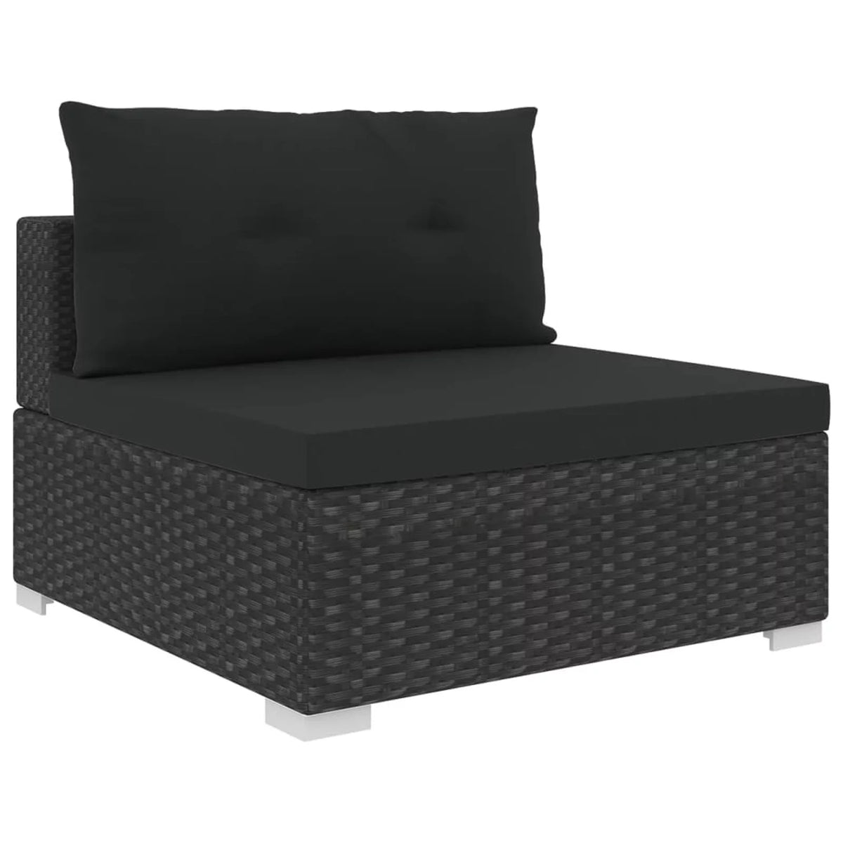 10 Piece Cushioned Black Poly Rattan Sectional Sofa Set M636