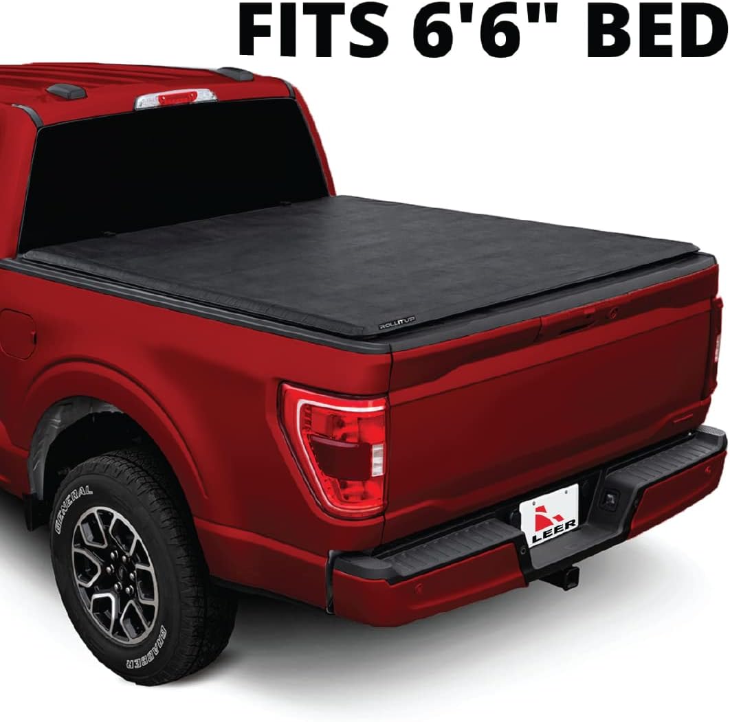 Soft Roll Up Truck Bed Tonneau Cover for 2015 - 2022 Ford F150 6.6’ Bed (Black) U1754