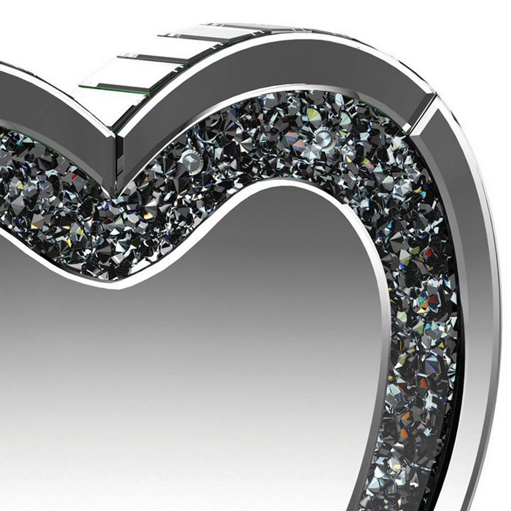 20 Inch Heart Crystal Trim Glass Vanity Mirror O6114