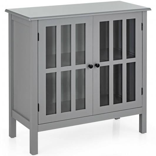 Gray Glass Door Sideboard Console Cabinet E763