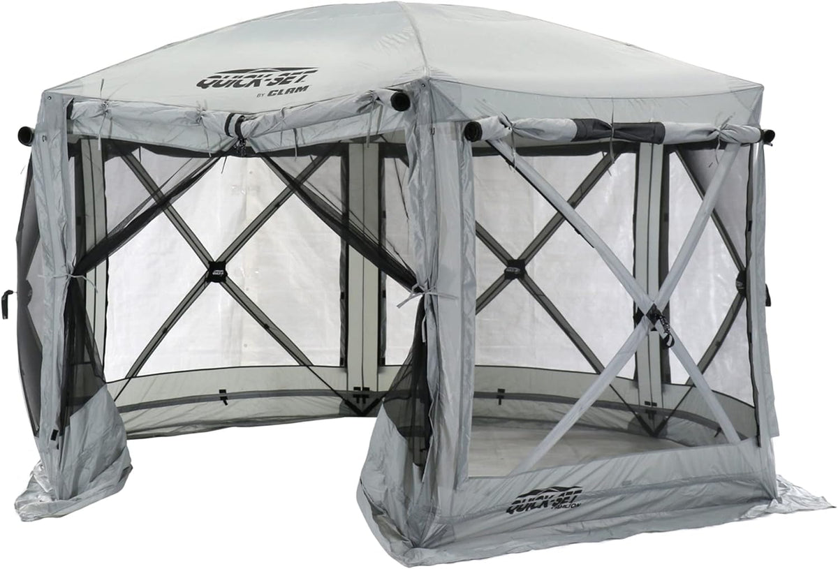 Gray 6-Sided Portable Pop-Up Camping Screen Tent with Carry Bag X447558