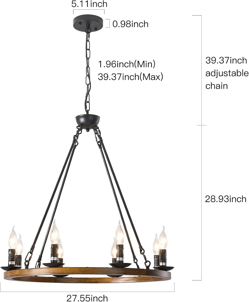 8-Lights Wagon Wheel Chandelier B3166