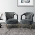 Gray Velvet Barrel Chair A571
