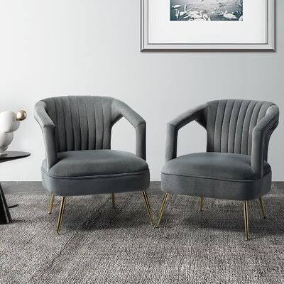 Gray Velvet Barrel Chair A571