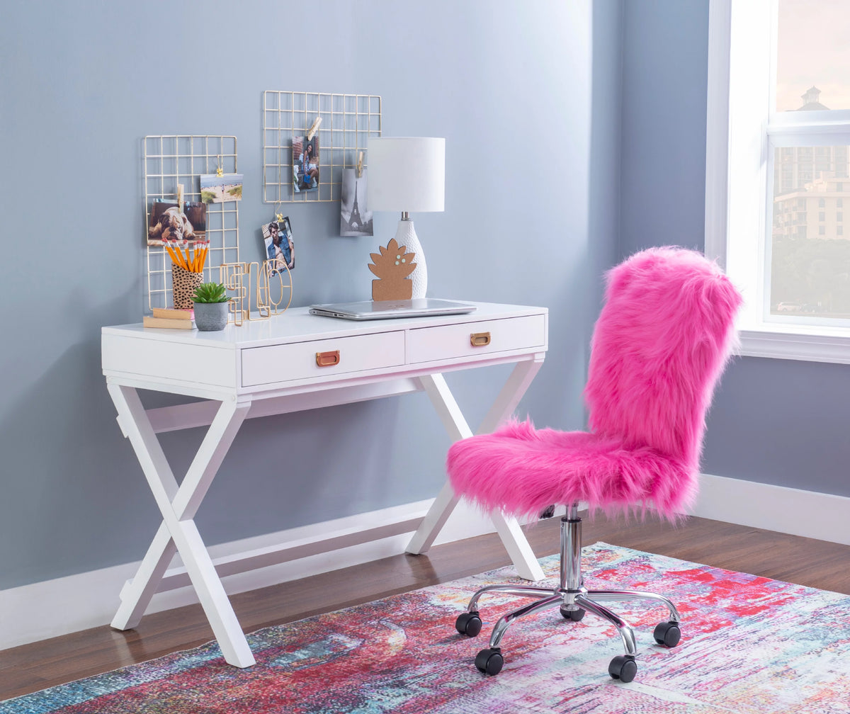 2-Drawer White Writing Desk S834284
