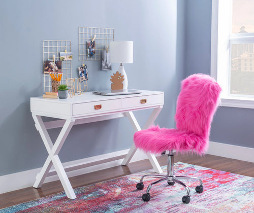 2-Drawer White Writing Desk S834284