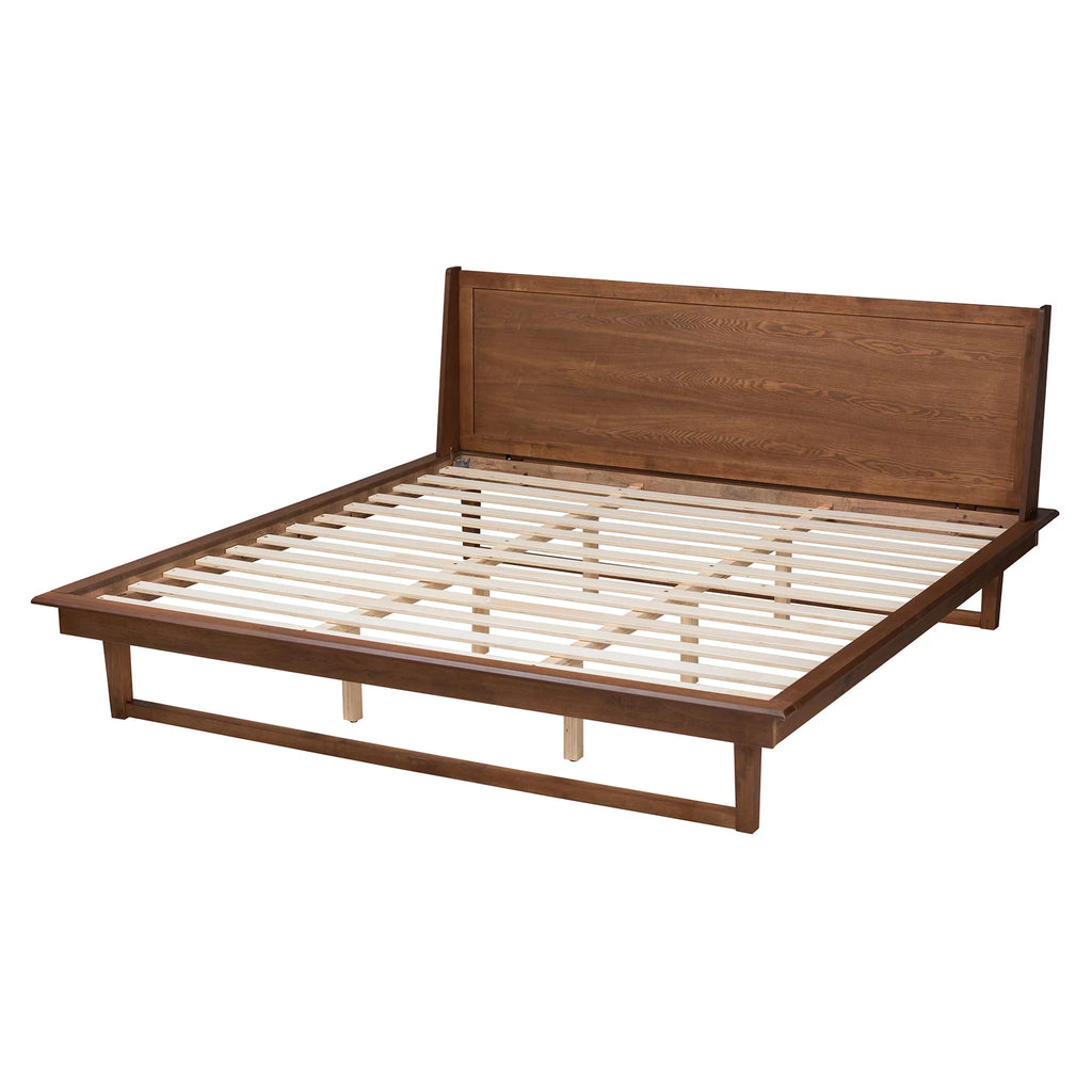 King Size Ash Walnut Finished Wood Platform Bed Q5080