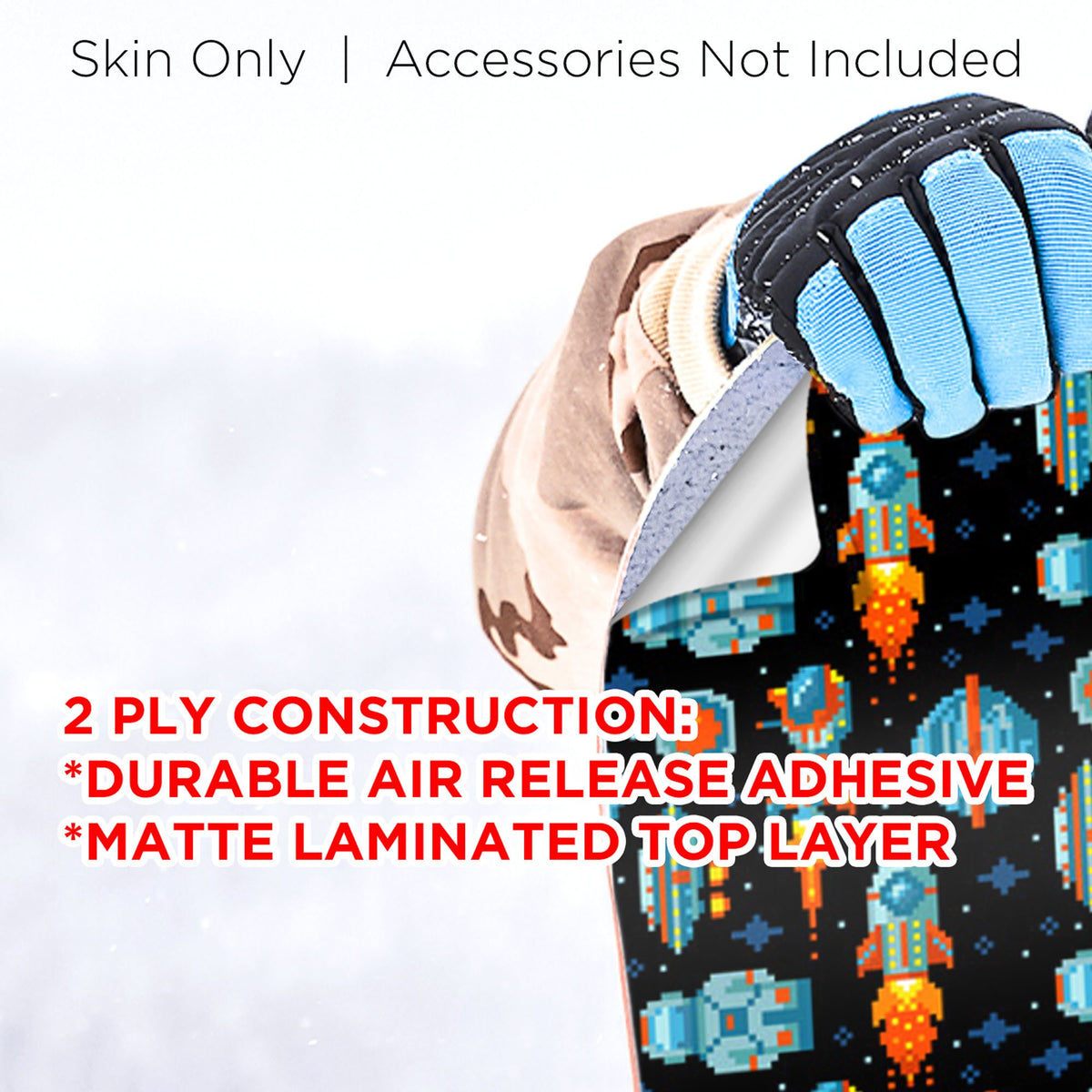 8 bit Galaxy Rocket Planet Snowboard Sticker Skin Cover T87981