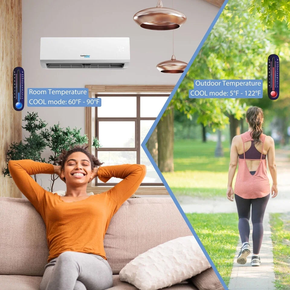 18,000 BTU 17 SEER2 Ductless Mini-Split Air Conditioner Heat Pump 220V F480