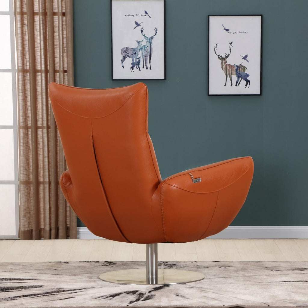 Italian Top Grain Leather Swivel Lounge Chair D9790