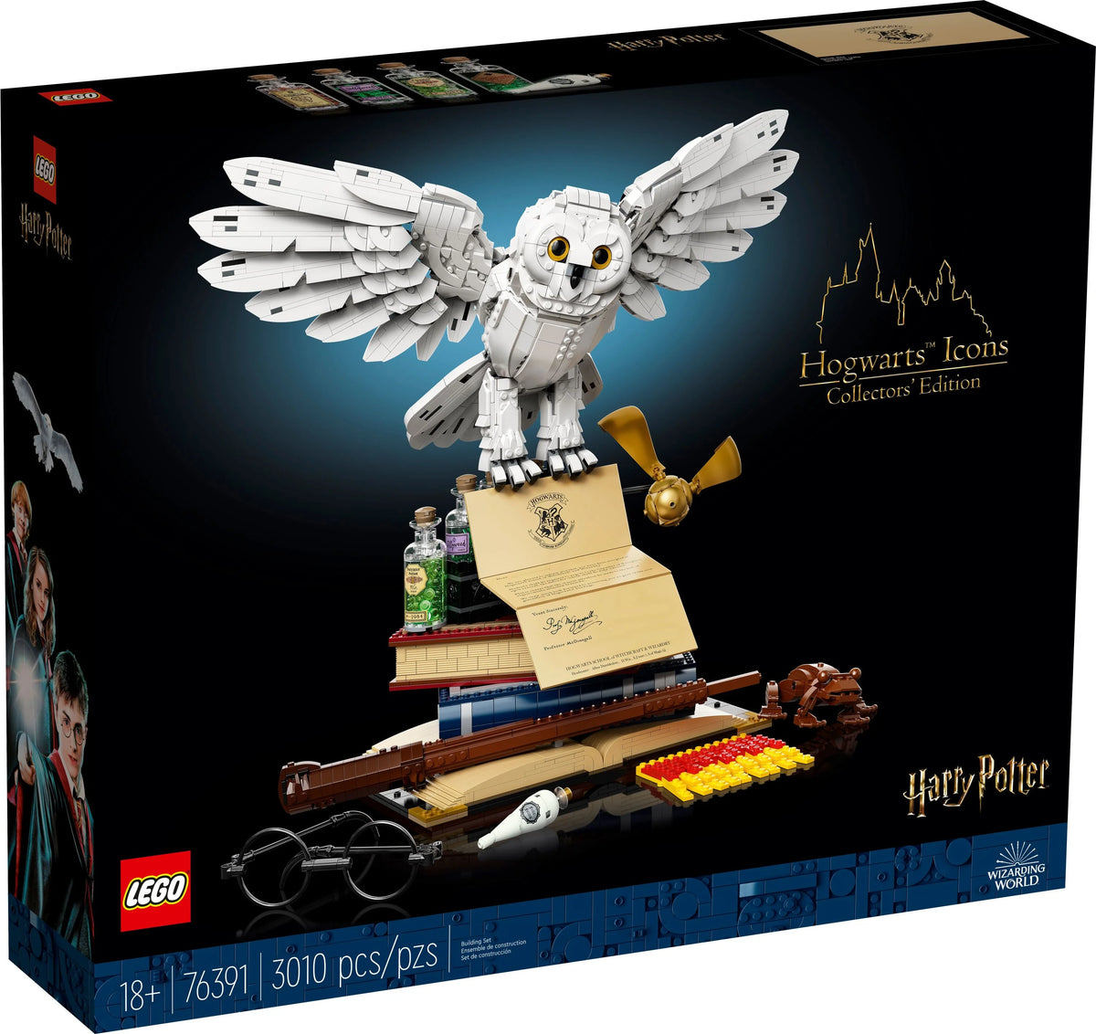 LEGO Harry Potter Hogwarts Icons Collectors' Edition Hedwig Owl Model with 3 Exclusive Golden Minifigures F617