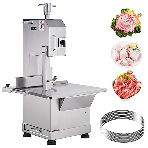 1500W Stainless Steel Countertop Meat Bandsaw with 6 Blades J50099