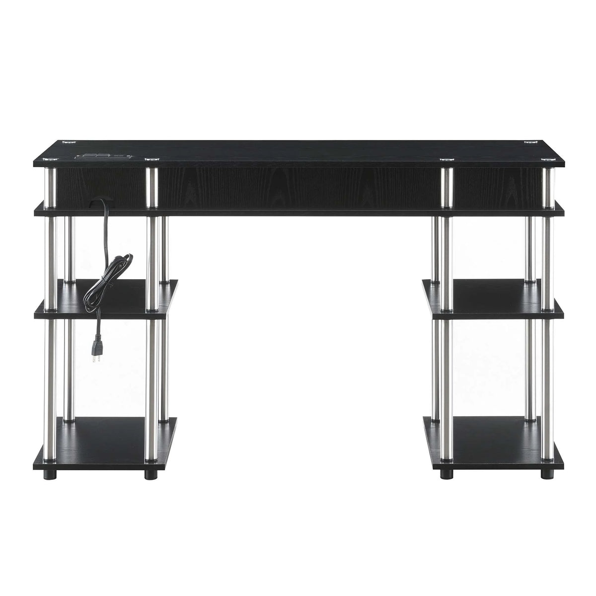 Black Student Desk with Charging Station and Shelves O598