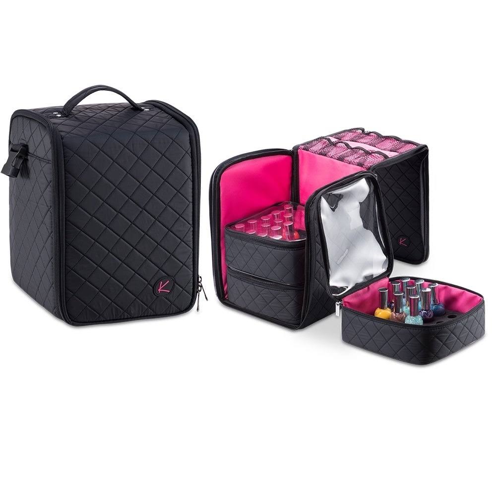 Black Soft-Sided Nail Polish Organizer Case Y273